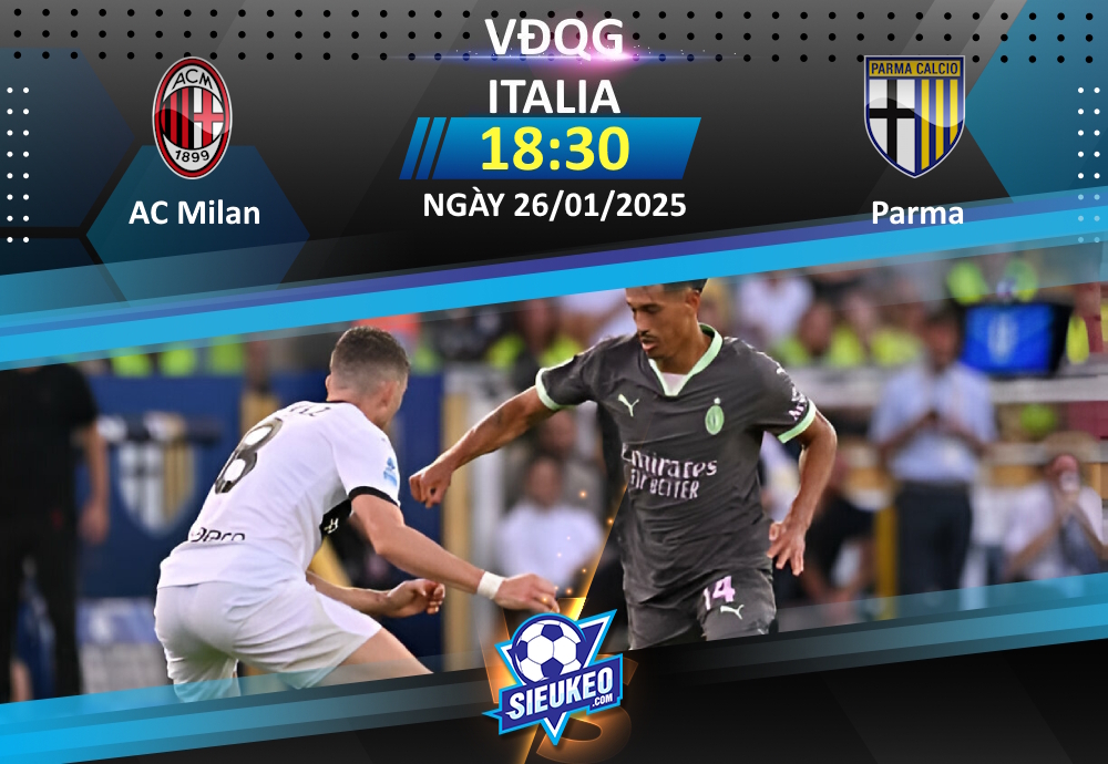 Soi kèo bóng đá AC Milan vs Parma 18h30 ngày 26/01/2025: Rossoneri thẳng tiến