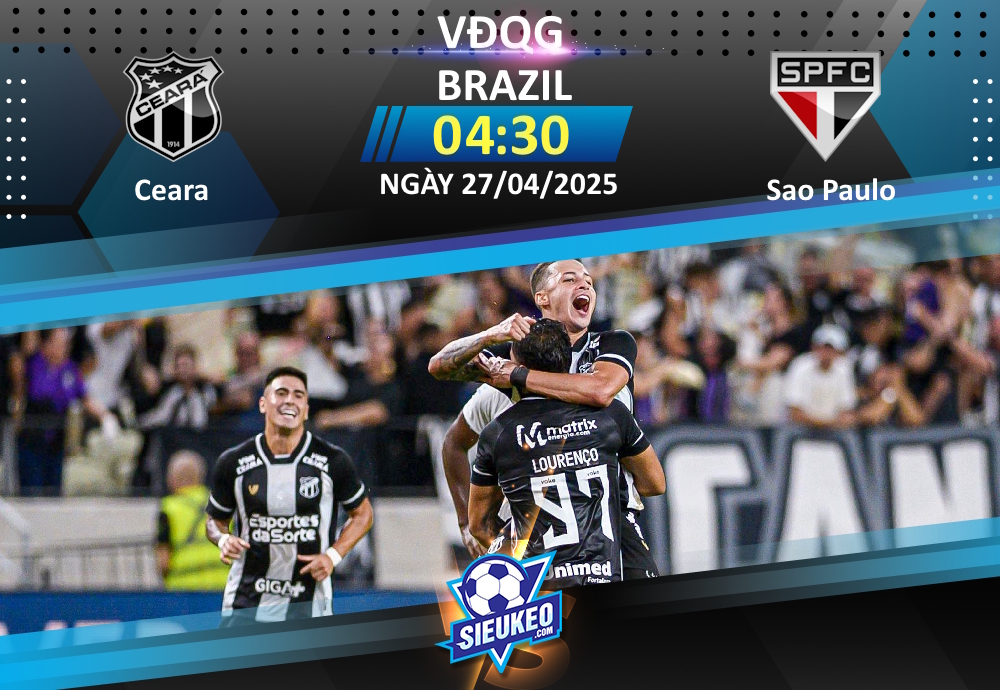 Soi kèo bóng đá Ceara vs Sao Paulo 04h30 ngày 27/04/2025: Đôi công hấp dẫn