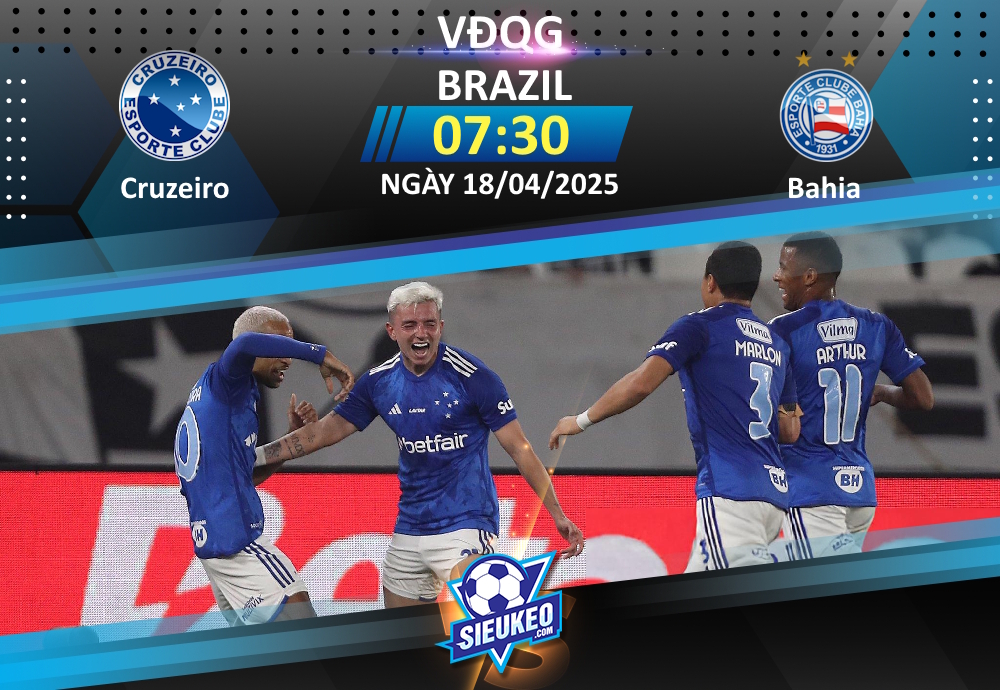 Soi kèo bóng đá Cruzeiro vs Bahia 07h30 ngày 18/04/2025: Khách lấy 3 điểm