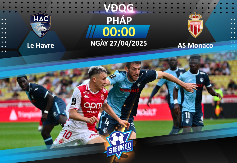 Soi kèo bóng đá Le Havre vs AS Monaco 00h00 ngày 27/04/2025: Căng như dây đàn