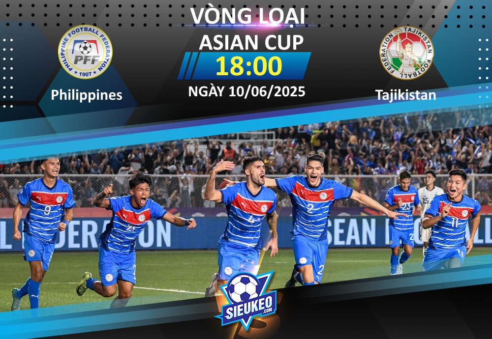 Soi kèo bóng đá Philippines vs Tajikistan 18h00 ngày 10/06/2025: Phân định ngôi đầu